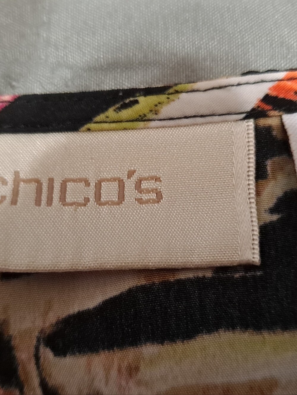 Chico's 2 Sleeveless Geometric Print Top in Black, Pink & Lime - Picture 4 of 7